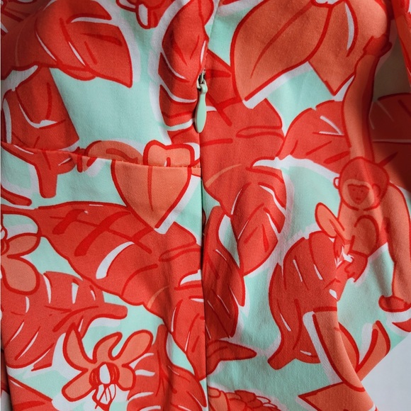 NWOT Sail to Sable Green Coral Red Floral with Monkeys Long Sleeve Tunic Dress - Picture 6 of 9